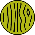 Symbol für Echtholz in stilisierter Holzmaserung Grünes Rundsymbol mit schwarzer Holzmaserung als Icon für Echtholzböden